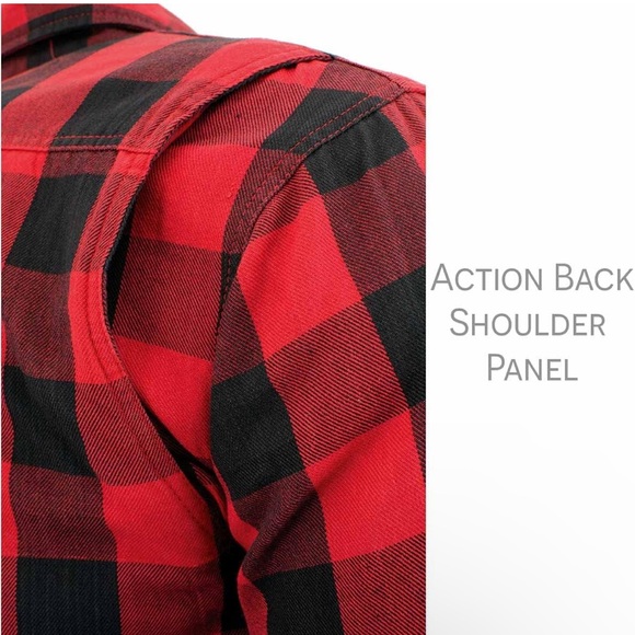 Milwaukee Leather MPM1631 Men's Plaid Flannel Biker Shirt Large Red - Picture 4 of 5